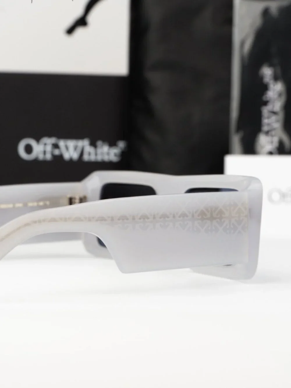 Off-White TROY Women Sunglasses Grey Blue Rectangle OERI140 0945 NEW AUTHENTIC
